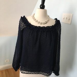 JCrew Ruffle Dot Silk Ruffle Top, Lined, NWT, Sz S